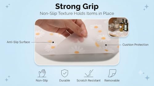 Image of Dribble EVA Shelf Liner Mat 45x500cm Roll, Non Slip Drawer & Cabinet Liner for Kitchen, Waterproof Oilproof Washable Fridge Mat, Anti Skid Cupboard Wardrobe Multipurpose Mat Sunny Meadow