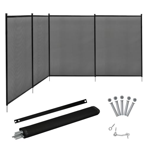 SOARS Lot de 4 Barrières Extérieur 360 X 125 CM, Clôture Piscine avec Pieds en Acier Inox, Gabarits de Perçage, Résistant aux Intempéries et à l'Usure, pour...