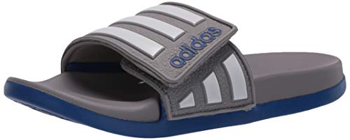 adidas Boys' Adilette Comfort Adj K Slide Sandal, Grey, 5 M US Big