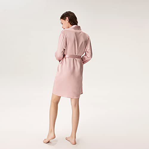 Sericum Silk Robes For Women, A Three-Quarter Length Short Silk Kimono Robe 100% Mulberry Silk Short Silk Chemise With White Trimmed #TOP6