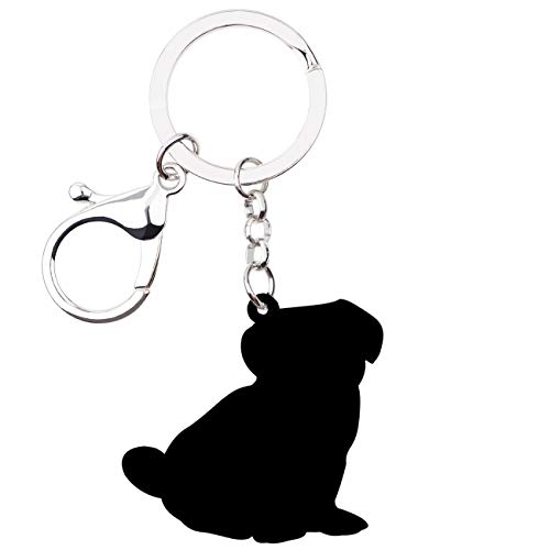 WEVENI Acryl-Schlüsselanhänger mit Mops-Motiv, Schmuck für Damen und Mädchen, Geldbörse, Zubehör, Kammern, Mops-Hund E, 43mm x 36mm