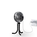 SNUGGY BABY BLACK Portable Oscillating Travel Fan – Rechargeable, Battery-Powered & USB Cooling Device for Strollers, Handheld Use, and On-the-Go Comfort