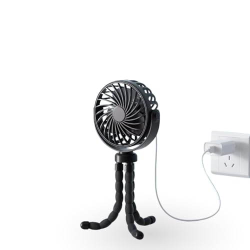 SNUGGY BABY BLACK Portable Oscillating Travel Fan – Rechargeable, Battery-Powered & USB Cooling Device for Strollers, Handheld Use, and On-the-Go Comfort