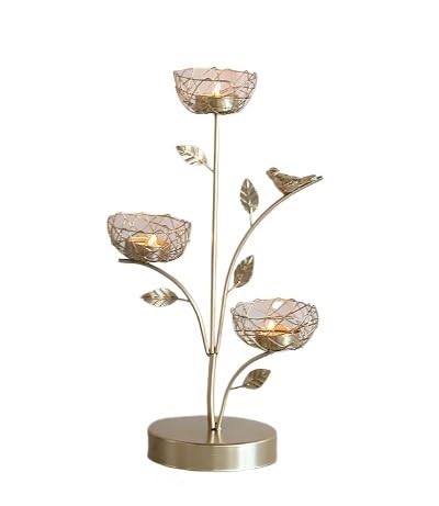 Portavelas aromático de Hierro Forjado con Forma de pájaro Dorado. Adornos de Mesa románticos con Variedad de Formas. Decoración navideña.(3015-6)