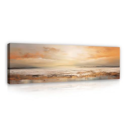 WallArena - Leinwand Bilder - Strand Meer Abstrakt Loft - 145x45 cm Leinwandbilder - Bild auf leinwand - Wandbild XXL groß Wandbilder für Wohnzimmer Schlafzimmer Wohnzimmerbilder Modern
