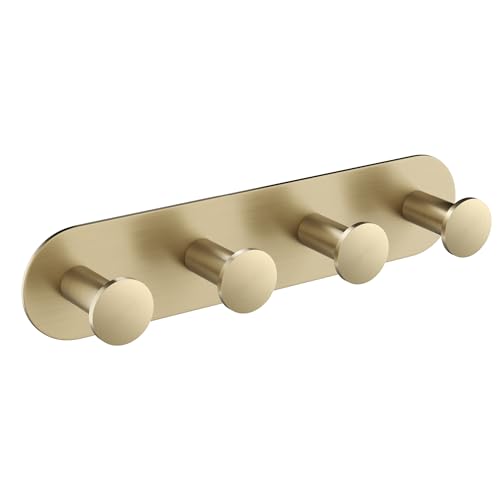 Elie Bathroom Robe and Towel Rack with 4 Hooks in Brushed Gold - KRAUS KEA-18804BG
