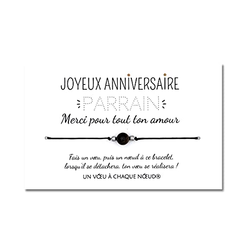 Joyeux Anniversaire Parrain - Carte de vœux + Bracelet porte-bonheur - Idée cadeau original Filleul Filleule Cover