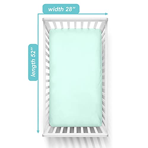 Image of TL Care 100% Natural Cotton Fitted Crib Sheet 52 inch x 28 inch - Soft, Breathable, Hypoallergenic & Gentle Toddler Bed Sheet, Fair Aqua, Neutral for Boys & Girls