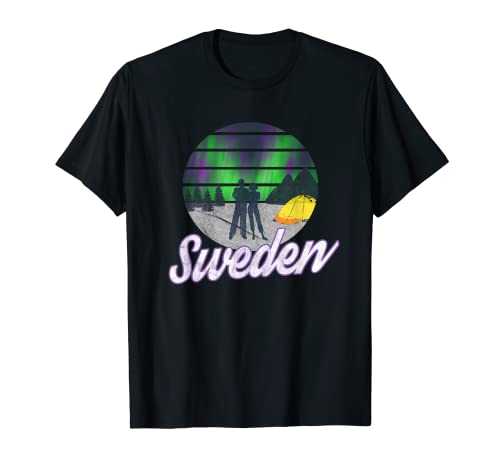 Suecia Svenska Northern Lights Aurora Spotting Invierno Camiseta