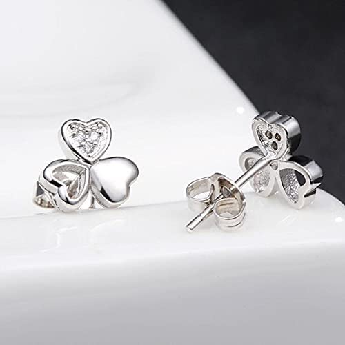 Boucles d'oreilles cœur de mariage et trèfle transparent chic