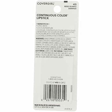 Covergirl Continuous Color Lipstick Rose Quartz 415, .13 Oz (Packaging May Vary) #TOP7