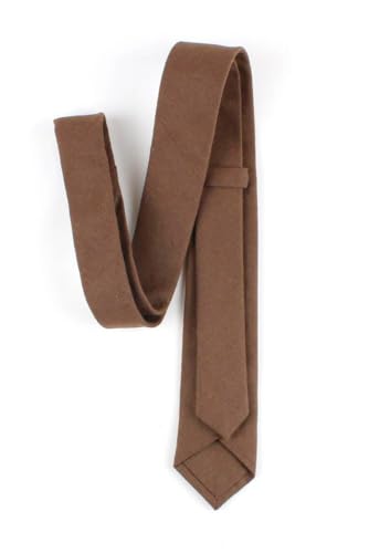 Image of Elfeves Men's Skinny Solid Color Tie Causal Cotton Linen Narrow Slim cut Necktie