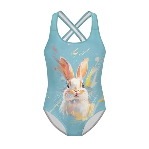 Summer Girls One Piece Swimsuits Modest with Cross Back Straps2