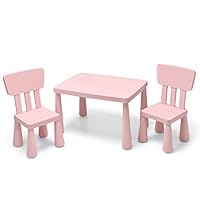 Maxmass Kids Activity Play Table & Chair Set, Children Multifunction Study Table with 2 Chairs, Kids Furniture Set for Drawing, Arts & Crafts and Snack Time (Pink)