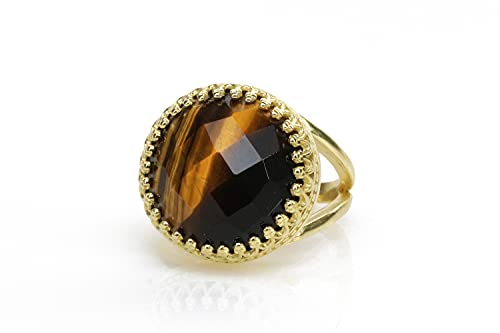Bague oeil de tigre or 14k, le bijou de mode pour vos soirées
