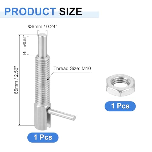 QUARKZMAN Einziehbarer Indexierungs-Spannstift, M10 l Feder-Spannstift aus Edelstahl mit Federbelasteter Riegel Teleskop-Verriegelungsstift mit Mutter für Maschinenbau Schiffbau