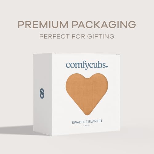 Image of Comfy Cubs Muslin Swaddle Blankets Pack of 1, 47 x 47 Inch Soft Cotton Baby Blanket Set, Large Multipurpose Wraps for Newborns - Self-Soothing Swaddles for Newborns - Caramel
