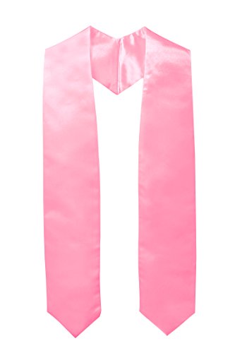 Graduationmall Unisex Adult Plain Graduation Stole 60" Pink #TOP28