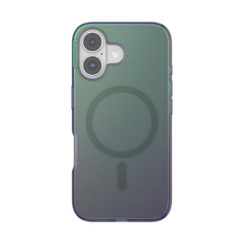 Image of POPSOCKETS Polycarbonate iPhone 16 Protective Case Compatible with Magsafe, Phone Case for iPhone 16, Wireless Charging Compatible - Nightshade,Green
