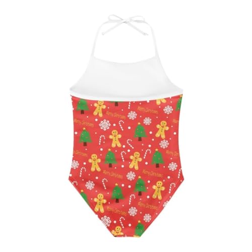 Image of Christmas Girls One-Piece Swimsuits Beach Halter Swimwear Bathing Suit for 3-10 Years