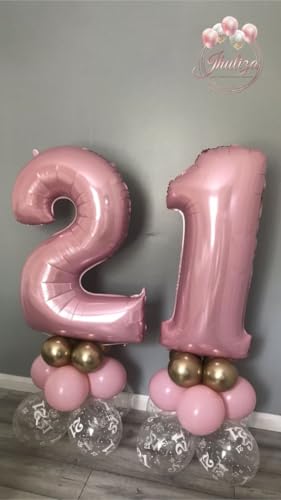 Image of 2 Balloon Numbers Birthday Decorations, 40In Pink Balloons for Men Women | Eye-catching Appearance, Perfect Decorative Centerpieces, Convenient Self-sealing Structure, Widely for Various Occasions