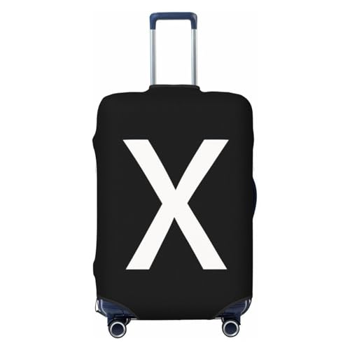 Black White Letter X Luggage Cover Washable Elastic Suitcase Cover Anti-Scratch Travel Luggage Protector Covers for Kids Adult L fits 25-28 inch Suitcase