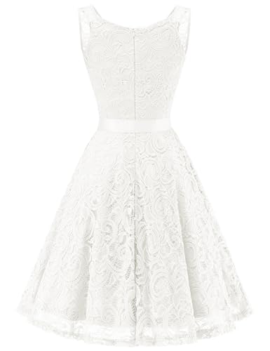 Image of Dressystar Women's Floral Lace V Neck Short Bridesmaid Cocktail Party Dress