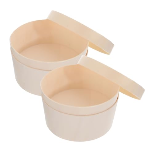 Alipis 2pcs Solid Wood Round Cheese Cake Box Elegant Birthday Party Cake Carrier for Wood Carrier