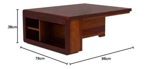 Image of Solid Sheesham Wood Coffee Table with 4 Stool | Rectangle Centre Table with Stool | Center Table with 4 Stools for Living Room | Patio Table with 4 Puffy for Home | Mahogany Brown Finish