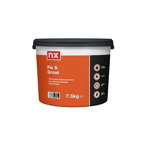 NX Dual Purpose Fix & Grout Ready mixed Brilliant white Wall tile Adhesive & grout 7.5kg