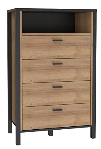 HRKK311-M197 Highh Rock Riviera Commode haute en chêne Noir 70 x 111 x 40 cm
