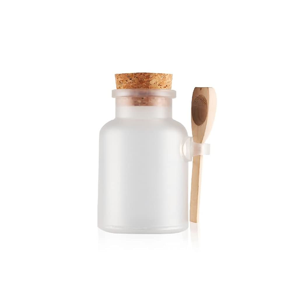 10 sztuk 200 ml przezroczystych plastikowych słoików na sól do kąpieli z drewnianym korkiem i łyżką – wszechstronne pojemniki kosmetyczne do domu, kuchni i rzemiosła