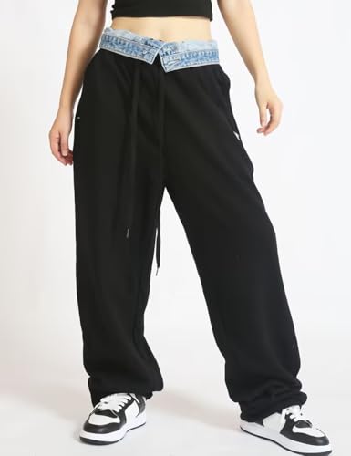 Y2k Summer Wide Leg Double Waisted Pants Athletic Drawstring Waist Wide Leg Sweatpants3