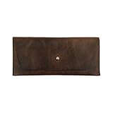 Hide & Drink, Long Utility Pouch Handmade from Full Grain Leather - Stylish Wallet for Carrying and Storing Cash, Coins, Cards - Vintage, Minimalist Style Clutch, Makes a Great Gift (Bourbon Brown)