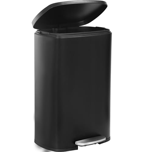 Basurero moderno negro de 13 galones con pedal