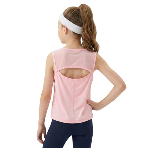 Image of WELAKEN Girls' Athletic Tank Top - Mesh Open Back Sleeveless Sports Shirt for Active Kids,Black,4T