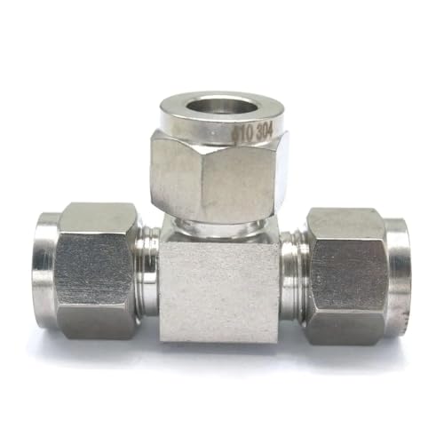 Fit Tube O/D 10mm Tee Equal 3 Ways 304 Stainless Steel Ferrule Pneumatic Air Compression Coupler Adapter Connector Fitting