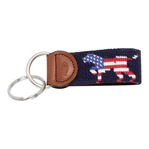 Image of Leather Hand-Stitched Needlepoint Key Fob or Key Chain