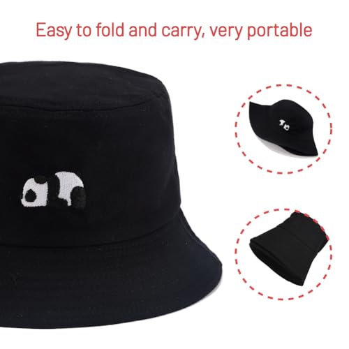 Image of Cotton Bucket Hat for Women Men Summer Travel Sun Beach Bucket Cap, Unisex Outdoor Fisherman Hat