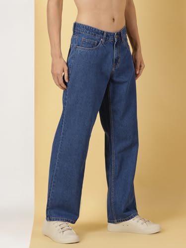 Image of Thomas Scott Men's Relaxed Fit Mid Rise Comfort Clean Look Light Fade Cotton Baggy Jeans