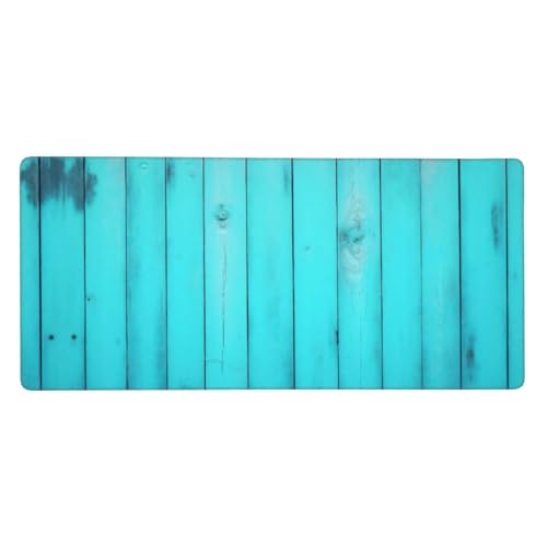 Grand tapis de souris de jeu en bois bleu sarcelle et base caoutchouc