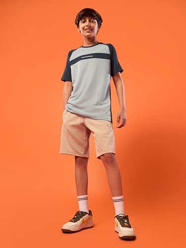 Image of TECHNOSPORT Boy's Polyester Slim Fit Crew Neck Half Sleeve T-Shirt with Technocool+, Anti Microbial Propeties for Sports and Regular Use