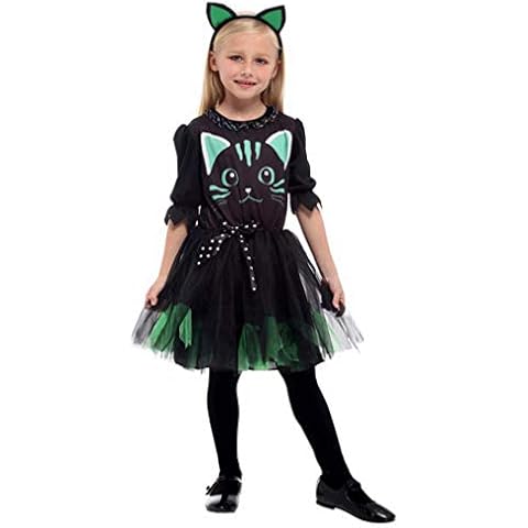 Brcus Kids Girls Cat Halloween Costumes Witch Role Play Cosplay Fancy Dress Medium Cover