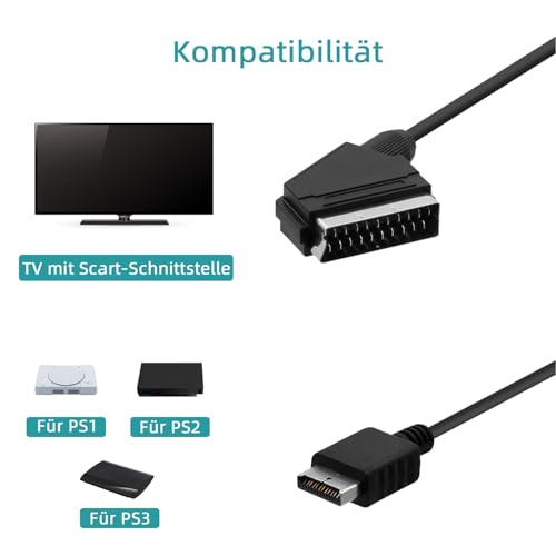 Mcbazel RGB SCART AV-Kabel für PS3, PS2, PS1 (PAL) – NICHT für HDMI