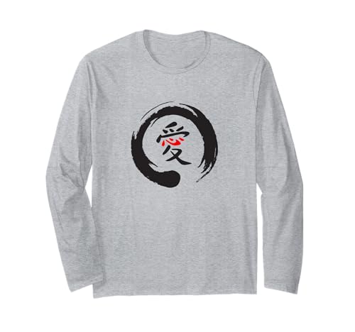 Amor en Enzo Zen Circle, Caligrafía Kanji, Rico en Significado Manga Larga