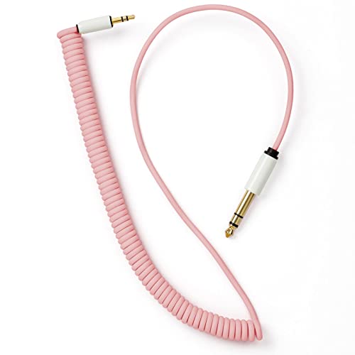 MyVolts Candycord - Cable de audio mini jack recto a conector grande recto, rizado de 65 cm a 90 cm, color rosa malvavisco