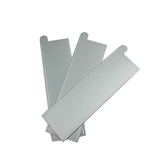 Proshopping 100 pcs 5.12"x1.57" Mini Cake Boards, Long Bar Rectangular Silver Mousse Cardboard Set, Cupcake Base, Dessert Displays Tray, Disposable Paper Coasters, for Wedding Party Cake Pastry Cup