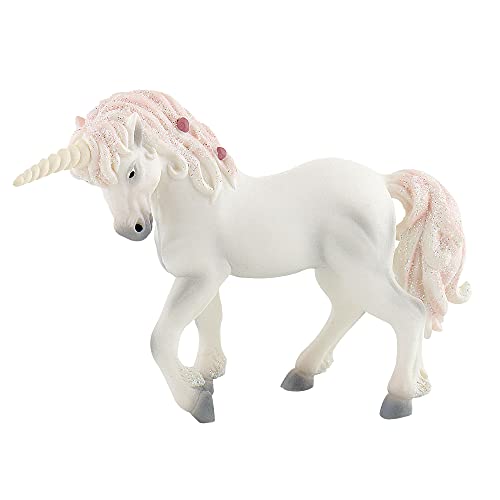 Bullyland 75519 - Spielfigur Weißes Einhorn mit Glitzer, ca. 13,3 cm, detailgetreu, PVC-frei, ideal als kleines Geschenk für Kinder ab 3 Jahren