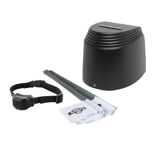 PetSafe Stay & Play Compact Wireless Pet Containment System with Rechargeable Collar, LCD Screen for Adjustable Circular Perimeter, up to 3,000 m², Suitable...
