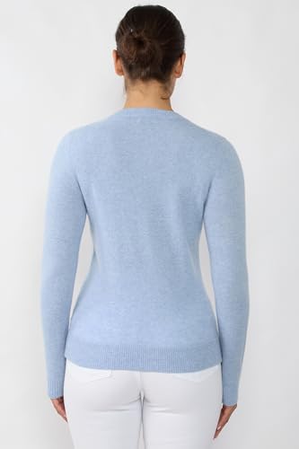 Image of JENNIE LIU Women's 100% Pure Cashmere Crew Neck Sweater, Tight Knit Cozy Soft Hand Washable Long Sleeve Pullover